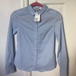 H&M button down blue & white striped shirt .
